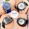 MEGIR Brand Chronograph Quartz Watches for Men Wojskowy Sport Waterproof zegarek z silikonowym paskiem auto data Luminous Hands