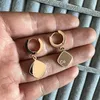 Pendientes colgantes con letras de marca de diseñador de lujo para mujer, aros pequeños, acero inoxidable 316L, oro de 18 quilates, oro rosa, pendientes con logo C grabado, joyería para fiesta de boda