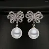 Boucles d'oreilles Emmaya mode simulé perle boucle d'oreille couleur or blanc CZ mariée arrivée nœud papillon tenue décontractée pour les femmes