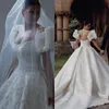Abiti da sposa da ballo da ballo principessa gonfio fuori spalla abito de mariee pace applicazioni in pizzo abiti da sposa.