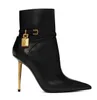 Elegante laarzen schoenen TF-Heel populaire trendy dames lederen hangslot enkellaars jurk hakken laarzen luxe rode zolen hak damespumps Turela