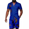 Vêtements ethniques Shorts africains Chemises à manches et 2 pièces Ensemble Plus Taille Tenues décontractées Tenue imprimée Hommes Survêtement Costumes formels