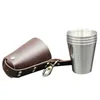 Tumblers 4pcs 70ml Stainless Steel Wine Glasses Portable Beer Key Chain Outdoor Cup Camping Whiskey Travel Set