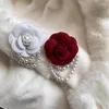 Brooches Stereoscopic Camellia Flower Brooch Fragrant Wind Style Pearl White High-end Collar For Women Elegant Accessory