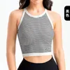 Yoga Outfit Sports Bra For Women Gym Push Up Chest Pad Vest Stripe Tight Top Short Seamless One Piece Woven Fitness