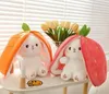 Плюшевые куклы 25 см Kawaii Забавный морковный кролик Игрушка кролик с клубничным чучелом Мягкая кукла Подушка для сна Роман Подарок для девочек 231020