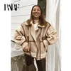 Women's Wool Blends RARF Autumn Winter Women Warm Faux Fur Fleece Coat Jacket Female Loose Patchwork Thickened Locomotive Lapel Chic Outwear 231021