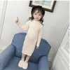 Girl Dresses Autumn Winter Kids Knit Sweater For Girls Black Beige Turtleneck Casual Dress Toddler Little Fall Clothes Children