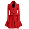 Womens Wool Blends Korean Womens Woolen Windbreaker Overcoat Jacket Coats Red XL Autumn and Winter Long Fashion Coat 231021