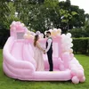 Romântico Rosa Casamento Bouncy Castle Party Bounce House Inflável Bouncer Playhouse Jumper Trampolim para Adultos Crianças Festas de Aniversário Eventos com Ventilador