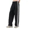 Calças masculinas homens mulheres listra lateral esporte marca moda hip hop streetwear solto casual baggy masculino jogger sweatpants unisex roupas