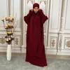 Abbigliamento etnico in testa Khimar Jilbab Donne musulmane 2 pezzi Set di indumenti da preghiera Islamico Eid Ramadan Niqab Burqa Abaya Hijab Abito Caftano