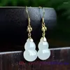 Ohrhänger Jade Kürbis für Frauen Schmuck Geschenk Weiß Vintage Edelstein Amulett 925 Silber Geschenke Jadeit Zubehör Natürliche Charms