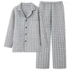 Vêtements de nuit pour hommes Casual Plaid Pyjamas Automne Hiver Épais Laminé Air Coton Service À Domicile Mâle Chaud Mince 3 Couches Costume Matelassé L-XXXL