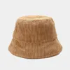 Berets 2023 Fall Winter Leisure Corduroy Bucket Hat Outdoor Panama Go Shopping Fishing Army Green Cap For Female Male Unisex Casual Bob