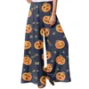 Women's Pants Korean Fashion High Waist Baggy Straight Woman Elastic Halloween Print Casual Loose Street Leg