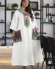 Vêtements ethniques Moyen-Orient Jalabiya Dubaï Perlé Paillettes Robe brodée Femmes musulmanes Col V Lâche Abaya Robes de soirée
