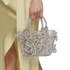 23 Neu eingetroffen: Mit Diamanten besetzte „French Fairy Bag“ „Bring“ – Eimertasche mit besonders schimmernden Blumen, Korbhandtasche, ROSA PFIRSICHSPLITTER