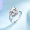 Bagues de cluster Ainan 5ct Moissanite Bague Excellent Diamant Rond 925 Argent GRA Certifié Pour Fiançailles Mariage Femmes Bijoux