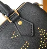 Explosion Kvinnors nya väskor M46745 Nano Speedy Handbag Container Pillow Motiv Gyllene Studs Kallade Cowhide Leather Edge Rolled Leather Blossoms Zip Secure