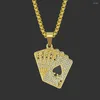 Pendentif Colliers Hiphop Style Casino pour hommes Lucky Poker Collier de chasse droit Chaîne Bijoux