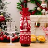 Gebreide kerstwijnfleshoes Kerstman Champagne Nieuwjaarsfeest Vakantiehuis Keukentafeldecoratie