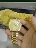 Con scatola originale OROLOGI DI MODA DI LUSSO Top Quality Oro giallo 18 carati Quadrante con diamanti Lunetta 18038 Orologio automatico da uomo Orologio da polso 56