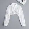 Bow Ties 2023 Top Kobiet Letnia latarnia Krótki koronkowy krem ​​przeciwsłoneczny z spódniczką szal Super Style Mała koszula