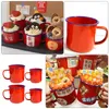 Wine Glasses 4 Pcs Red Enamel Mug Creative Cup Coffee Espresso Mugs Camping Home Water Drinking Tea Cups Beer For Drinks