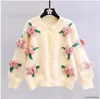 Women's Sweaters 3D flower embroidery sweater women spring and autumn loose vintage handmade crochet knitted cardigan jackets 231021