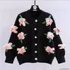 Women's Sweaters 3D flower embroidery sweater women spring and autumn loose vintage handmade crochet knitted cardigan jackets 231021