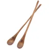 Spoons 2pcs Small Wooden Long Handle Coffee Tea Spoon Stirring Japanese For Mixing