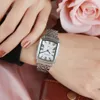 Chenxi Square Women Watch Roman Numeral sierステンレス鋼のクォーツ時計男性恋人の女性時計レトロカジュアルカップル