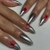 Faux Ongles Blanc Laiteux Étoiles Noir Français Portable Nail Art Mode Long Stiletto Fini Presse Avec Colle En Gros