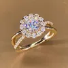 Cluster Rings CAOSHI Fashion Gold Color Shiny Zirconia Finger Ring Lady Engagement Ceremony Jewelry Gorgeous Shinning Accessories For Party