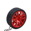 Keychains Alloy Wheel Rim Car Keychain Simulation 3D Däck med bromsskiva gummi Keyring Silikon Auto Nyckel Tillbehör