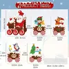 5PCS, świąteczny znak stacji kolejowej ze światłem LED, choinka Elf Snowman Train Collection Wekorowanie podłogowego wystroju, wystrój ogrodu świątecznego (bez baterii)