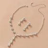 Crystal Rhinestones Bröllop smycken Fashion Silverpläterad halsband glittrande örhängen uppsättningar för brudbrudtärnor kvinnor brudtillbehör