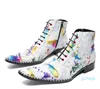 Size Man Rivet Boot Fashion Print Men's Spikes Booties