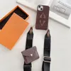 Güzel iPhone Telefon Kılıfları 15 14 Pro Max Designer Resmi L Deri Crossbody Card Yuvası Çanta 18 17 16 15 PRO 14PRO 13PRO 12PRO LOGO KUTULU İLE