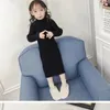 Girl Dresses Autumn Winter Kids Knit Sweater For Girls Black Beige Turtleneck Casual Dress Toddler Little Fall Clothes Children