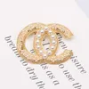 18K GOLD PLATED SHARM BROOCH Double Letter Luxury Designer PIN عالية الجودة للنساء