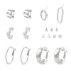 Hoop örhängen 10st legering geometrisk örhänge 2st asymmetrisk stud silver färg oval platt runda för kvinnliga män smycken