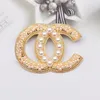 18K GOLD PLATED SHARM BROOCH Double Letter Luxury Designer PIN عالية الجودة للنساء