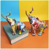 Obiekty dekoracyjne figurki graffiti kolorowe malarstwo słonia rzeźba figurka sztuka statua kreatywna żywica rzemiosła domowe dekoracja na ganek 231021