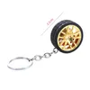 Keychains Alloy Wheel Rim Car Keychain Simulation 3D Däck med bromsskiva gummi Keyring Silikon Auto Nyckel Tillbehör