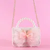 Handbags Kids Plush Purses and Handbags Cute Lace Bowknot Little Girls Princess Messenger Bag Baby Coin Pouch Toddler Purse 231021