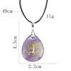 Pendentif Colliers Arbre de vie Goutte d'eau Naturel Obsidienne Améthyste Pierre précieuse Cristal Chakras Collier de guérison Femmes Hommes Bijoux