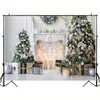 1pc, Christmas White Fireplace Gift Christmas Tree Photography Backdrop, Vinyl Indoor Living Room Winter Christams Party Decor Supplies 7x5ft/8x6ft