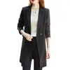 Women's Two Piece Pants 2023 2 Slim Pant Suit Set Mid Length Over Coat Solid Color Trouser Autumn Winter Ladies Formal Professional Work